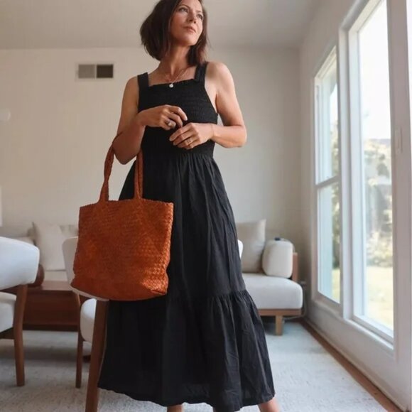 Everlane The Smock Elegant Black Maxi Dress size 6 - Picture 1 of 11